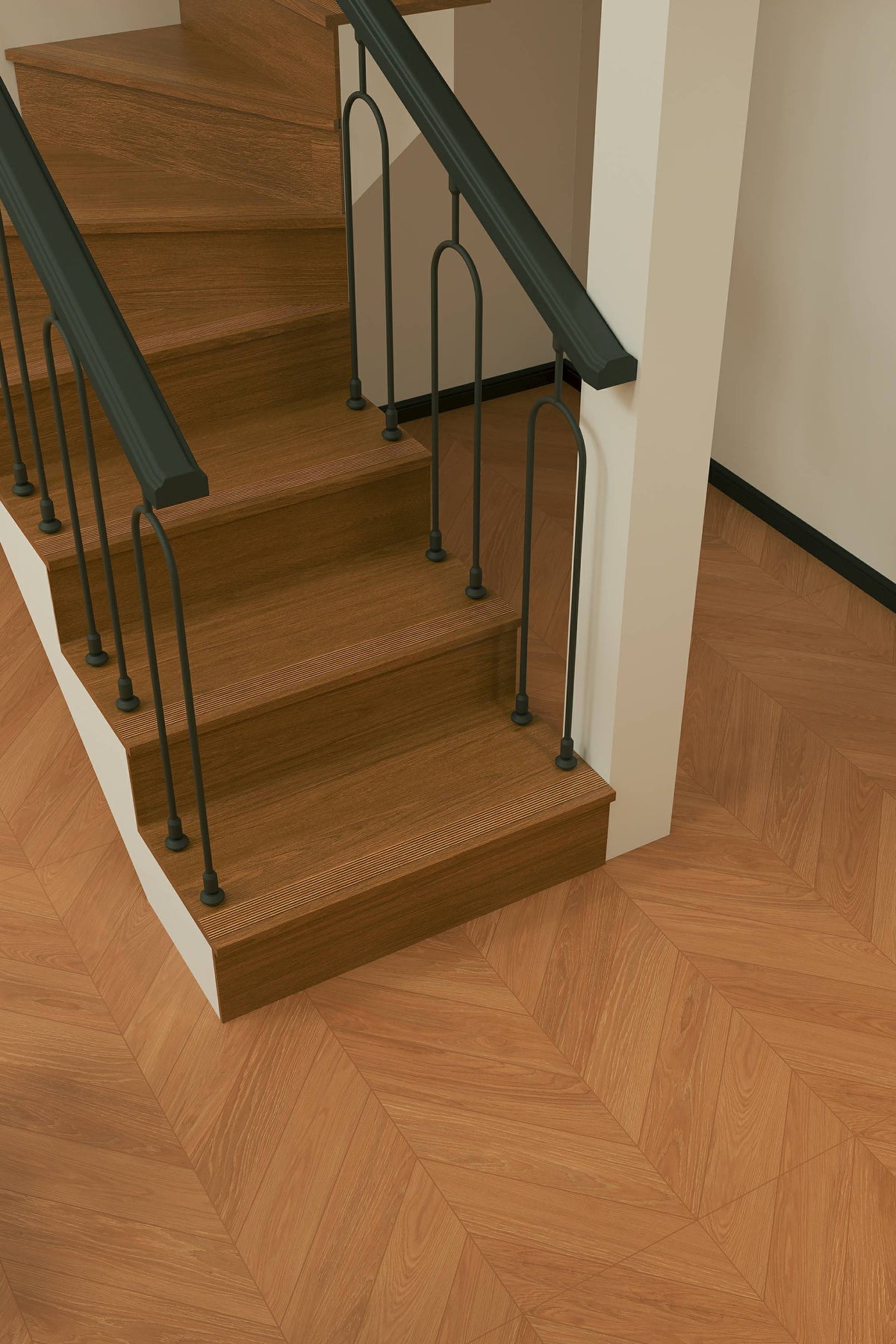 Wood Look Porcelain Floor Tile Stair Tread Plank 470x1200mm - Living Room Hallway Open Plan - Item No. TB47401