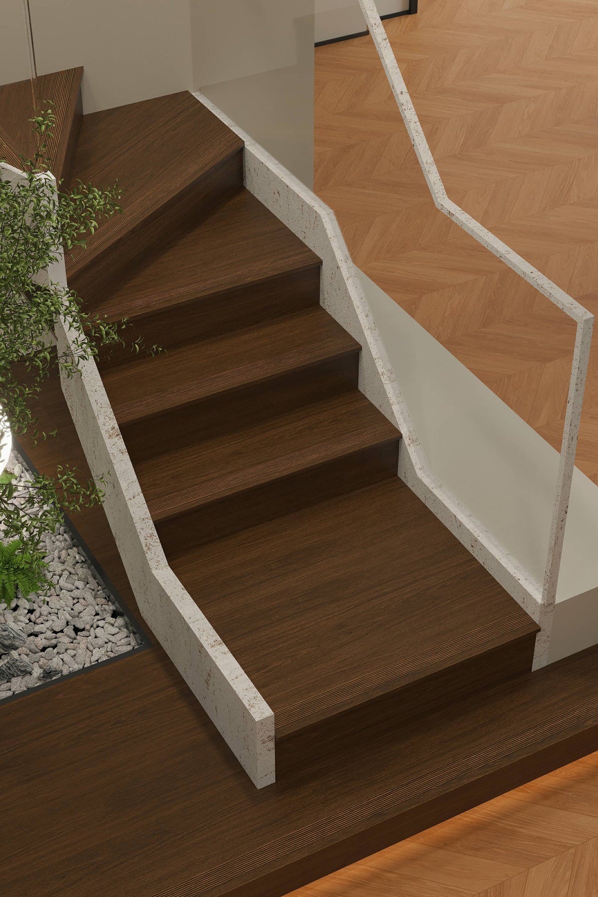 Wood Look Porcelain Floor Tile Stair Tread Plank 470x1200mm - Living Room Hallway Open Plan - Item No. TB47402