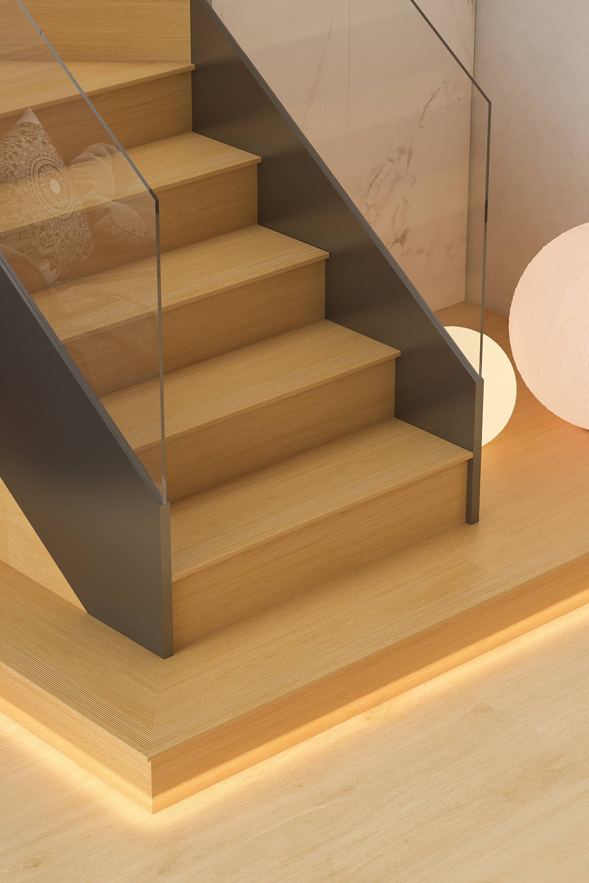 Wood Look Porcelain Floor Tile Stair Tread Plank 470x1200mm - Living Room Hallway Open Plan - Item No. TB47403