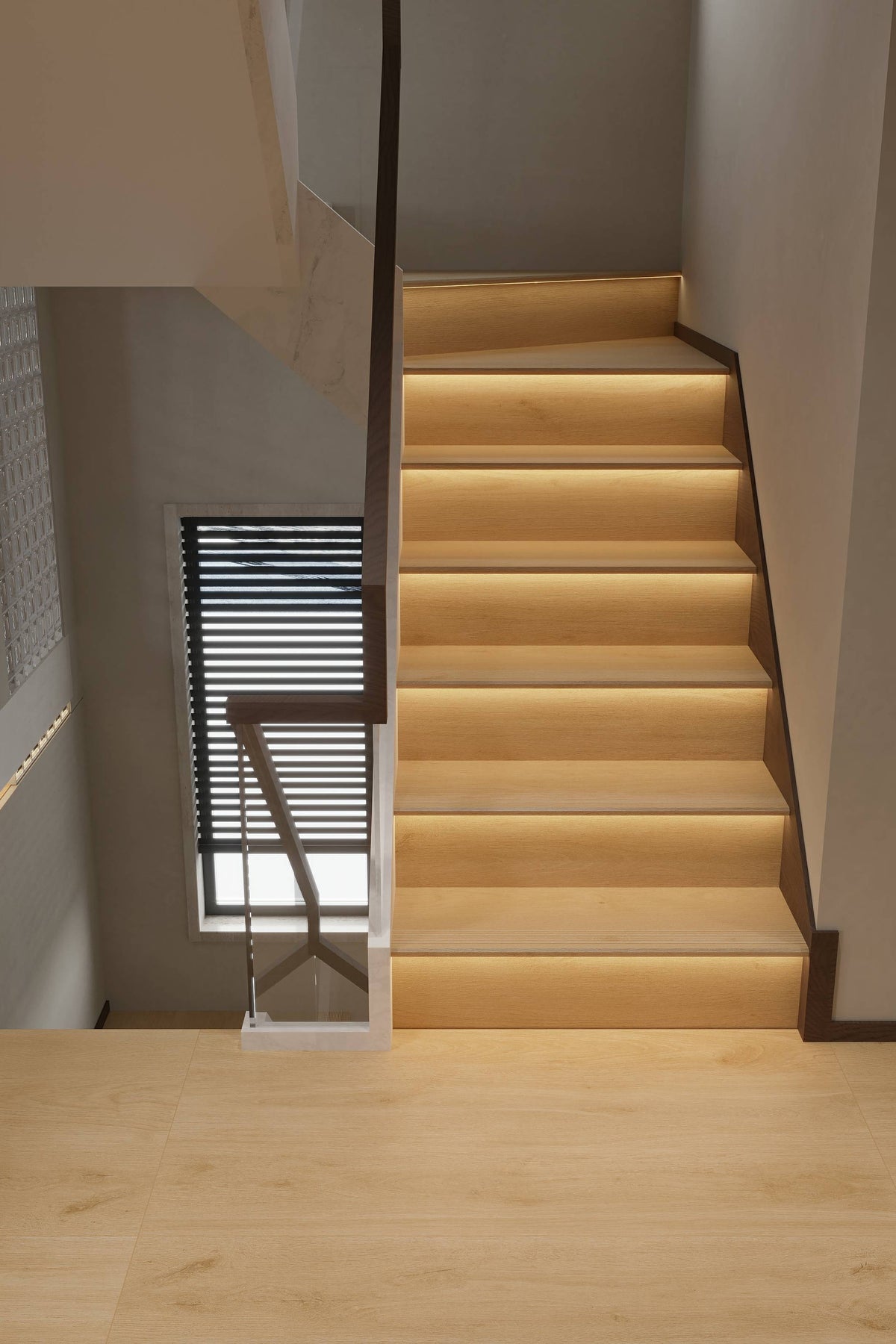 Wood Look Porcelain Floor Tile Stair Tread Plank 470x1200mm - Living Room Hallway Open Plan - Item No. TB47411