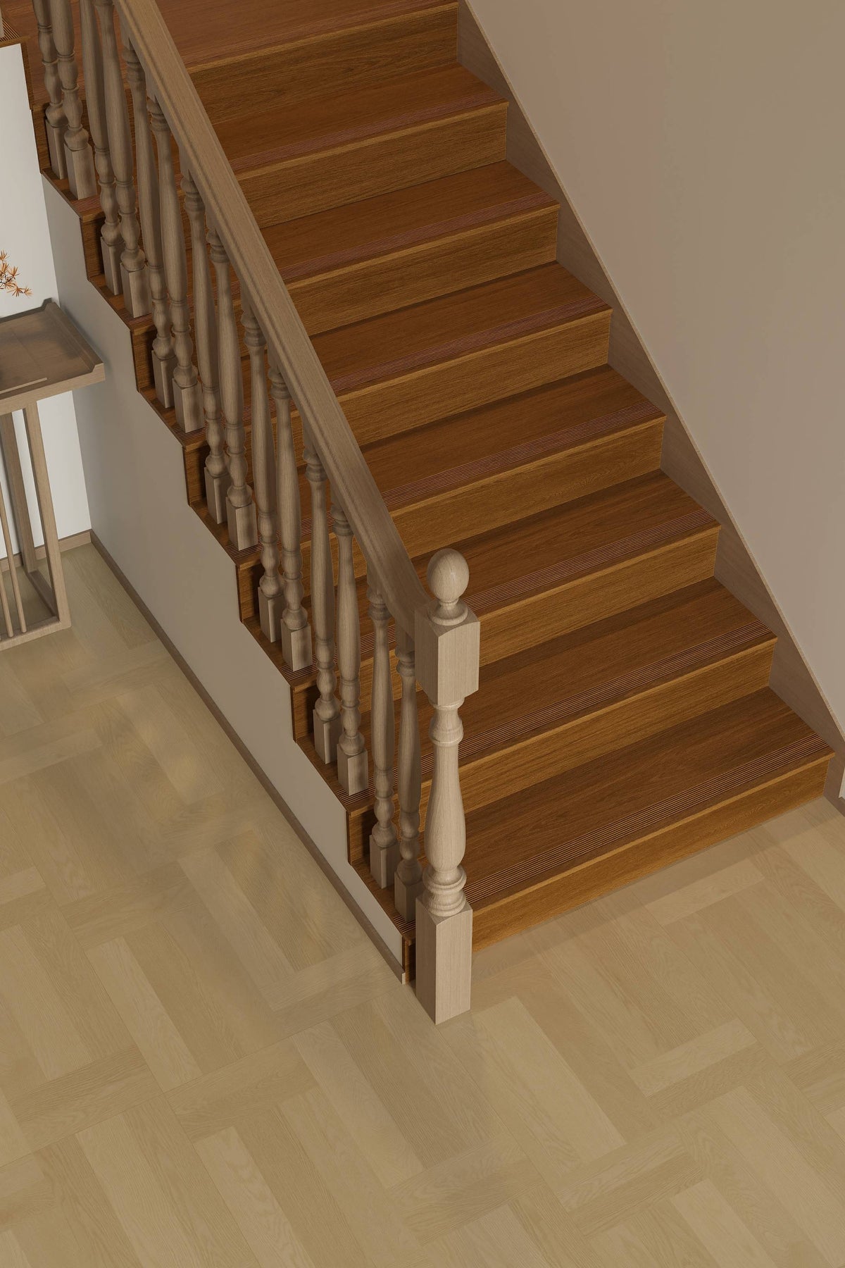 Wood Look Porcelain Floor Tile Stair Tread Plank 470x1200mm - Living Room Hallway Open Plan - Item No. TB47415