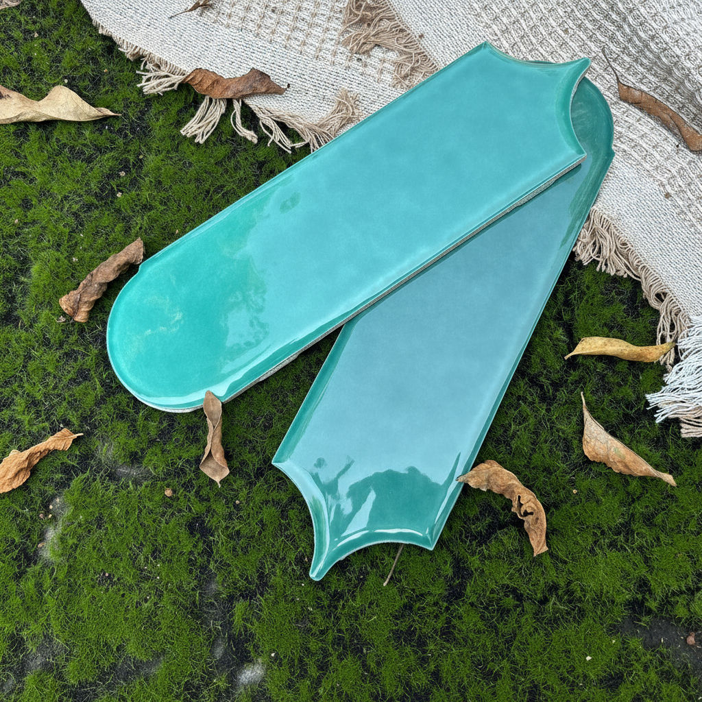 Feather Ceramic Tiles 90x308mm - Per Square Meter - Turquoise Finish - YM930-04 - GR.Mosaic Decorative Pattern (View 5)