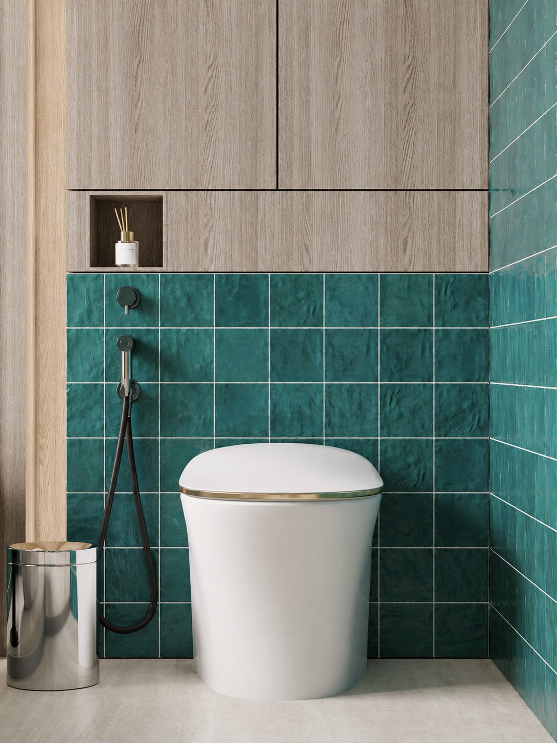 Wavy handmade ceramic tile 132x132mm bathroom cafe boutique feature wall
