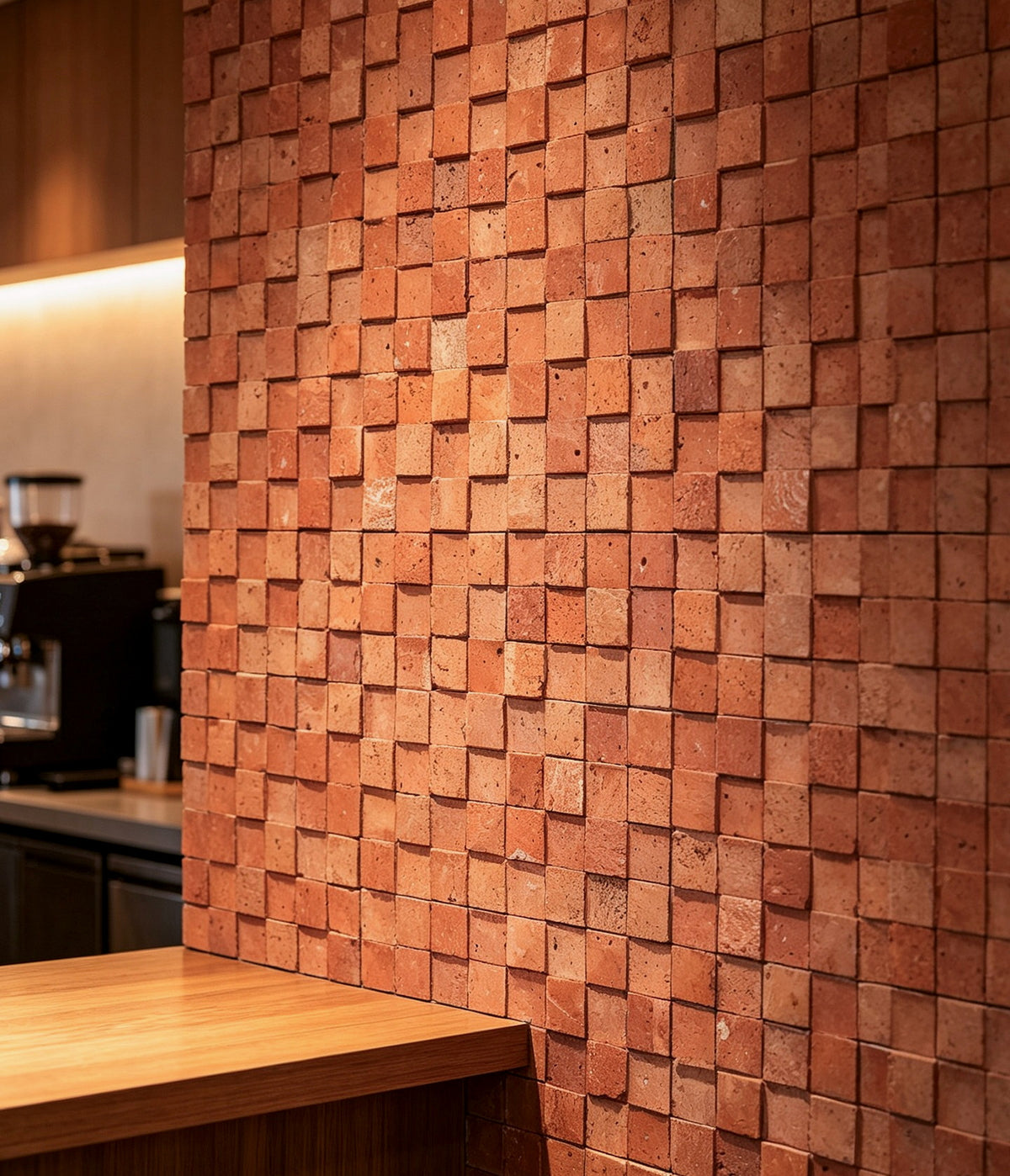 Terracotta textured relief mosaic tile 305x405mm tea room cafe