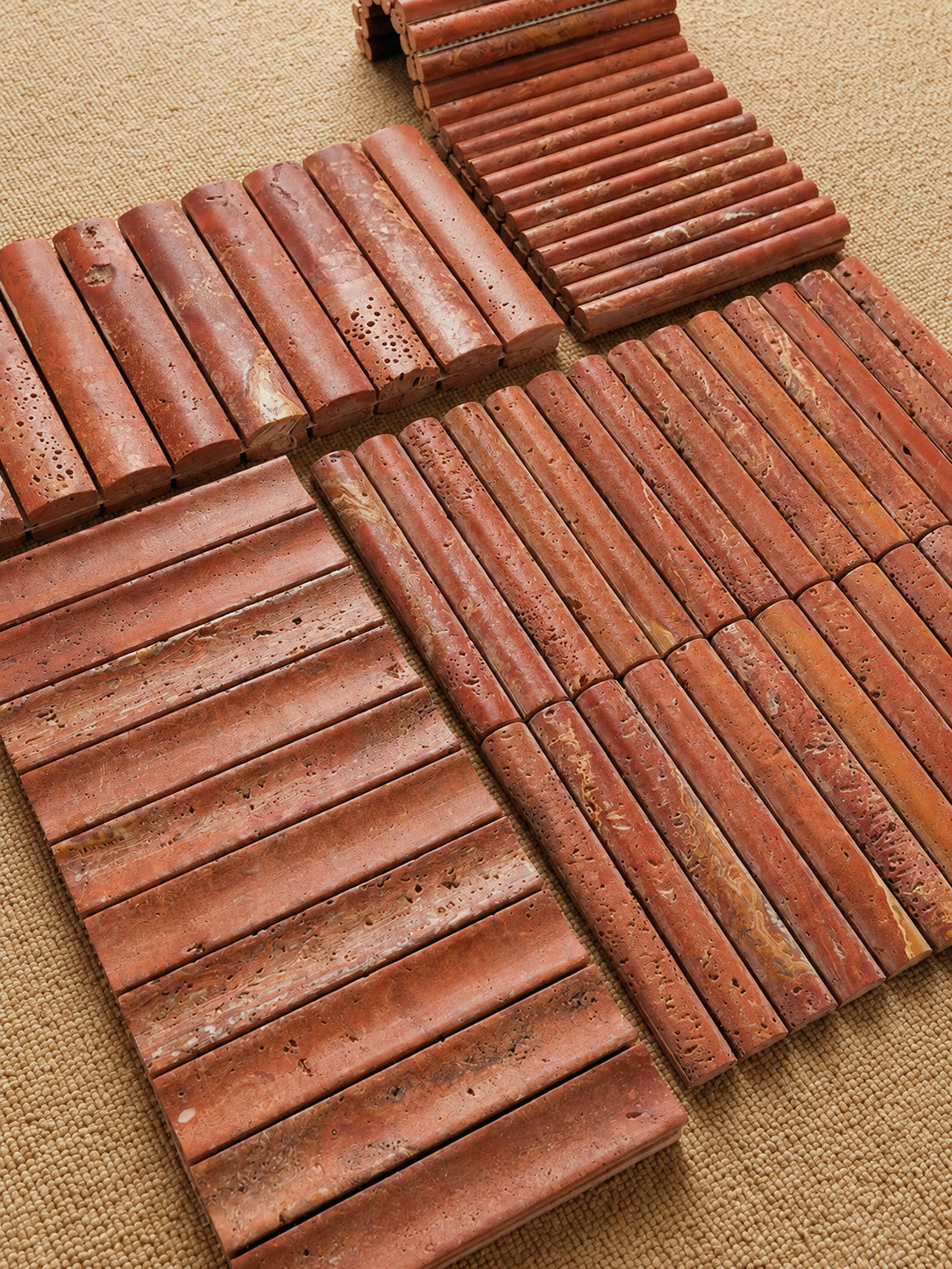Terracotta Natural Travertine Stick Strip Mosaic Tile - Restaurant Bakery B&B Feature Wall - view 3