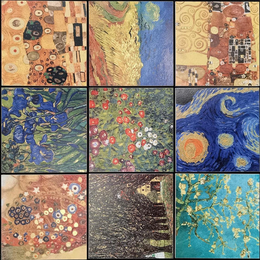 Fine Art Gilded Tiles 20x20cm - Van Gogh & Klimt Masterpiece Wall Tiles (25pcs/1㎡) - GR.Mosaic Decorative Pattern (View 2)