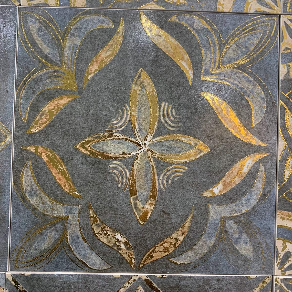 Gilded Gold Ceramic Tiles 200x200mm - Moroccan Mid-Century Wall & Floor Tiles (25 Pieces / 1㎡) - GR.Mosaic Decorative Pattern (View 6)