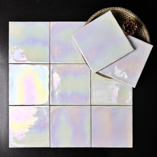 Iridescent Ceramic Tiles - Pearl Rainbow Holographic Finish -150mm x 150mm- Per Square Meter-1501HC