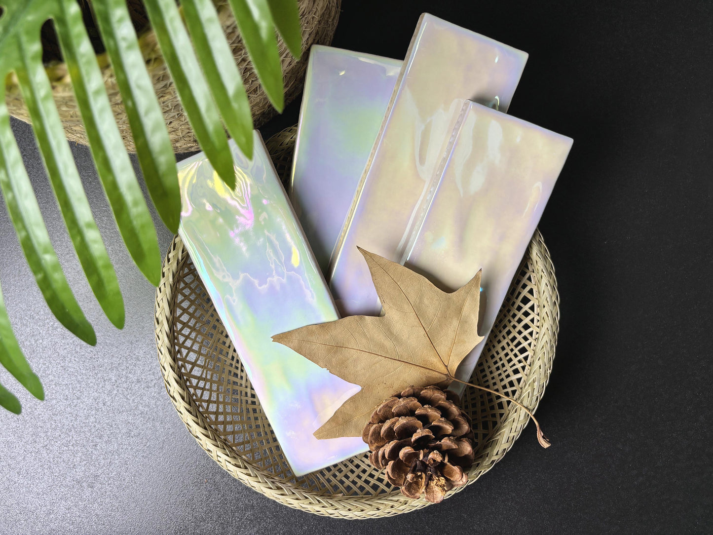Iridescent Ceramic Tiles 65x200mm - Per Square Meter - Vibrant Rainbow Holographic Finish - NL6501HC