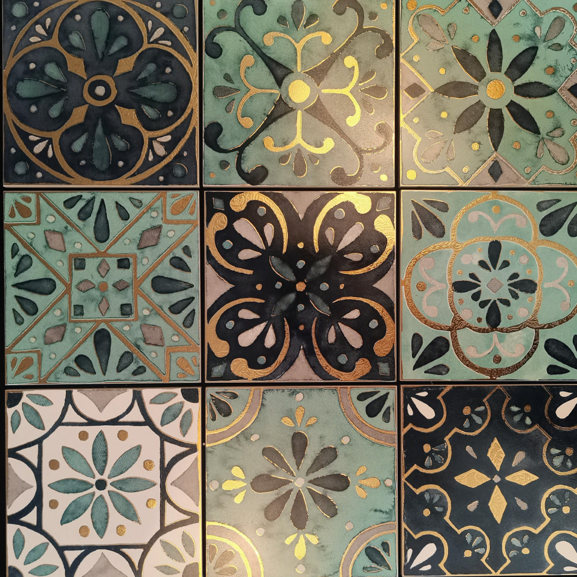 Fine Art Gilded Tiles 20x20cm - Van Gogh & Klimt Masterpiece Wall Tiles (25pcs/1㎡) - GR.Mosaic Decorative Pattern (View 16)