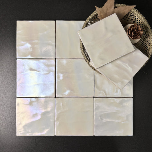 Iridescent Ceramic Tiles 132x132mm - Per Square Meter - Soft Rainbow Holographic Finish - NJ13201HC