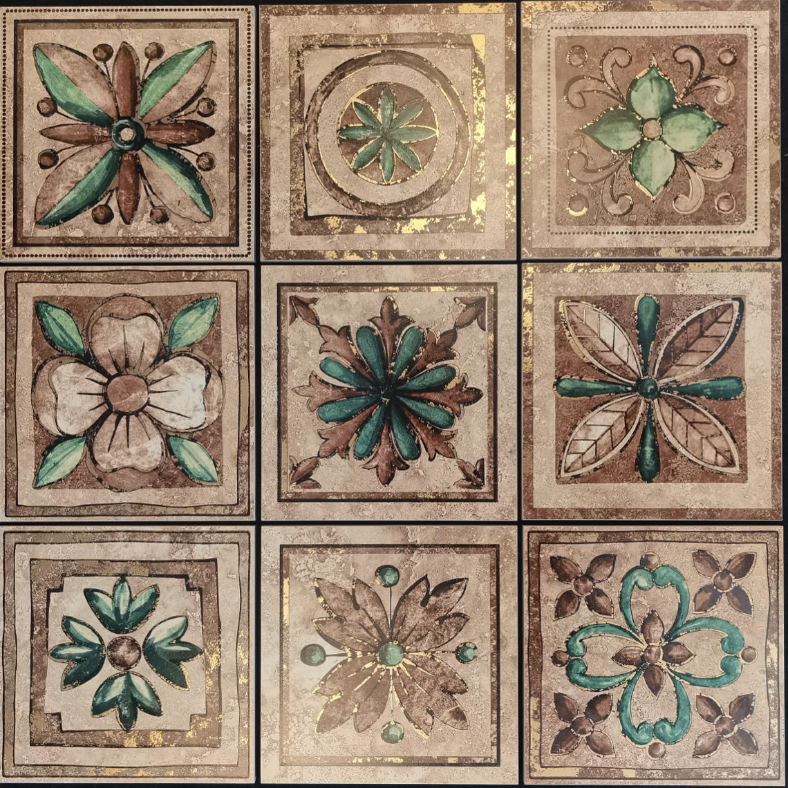 Gilded Gold Ceramic Tiles 200x200mm - Moroccan Mid-Century Wall & Floor Tiles (25 Pieces / 1㎡) - GR.Mosaic Decorative Pattern (View 16)