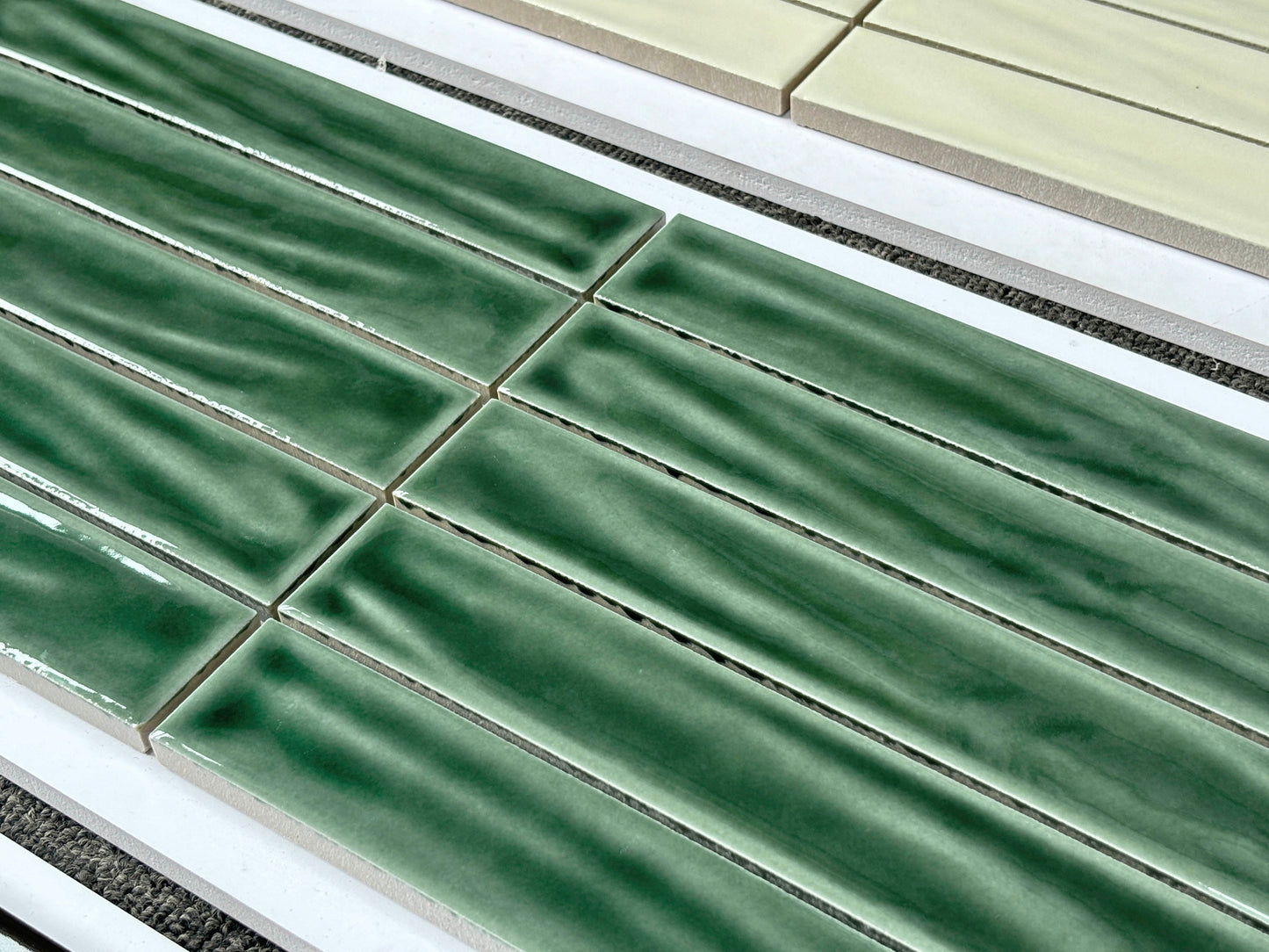 Handmade Kiln-fired Brick 40x250mm - Per Square Meter (100pcs) - Deep Forest Green N42503