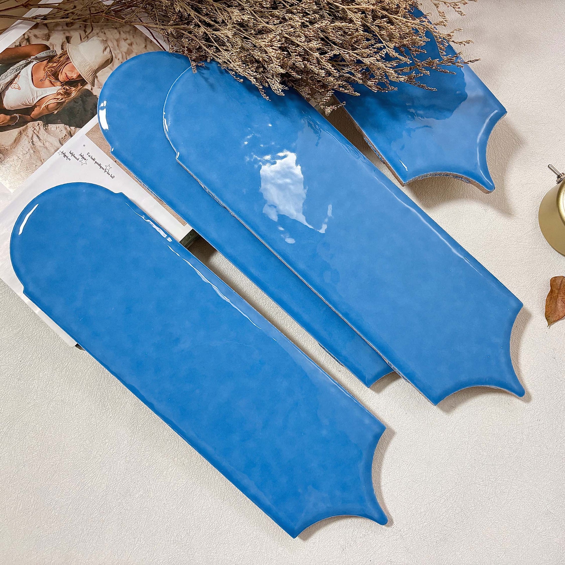 Feather Ceramic Tiles 90x308mm - Per Square Meter - Ice Blue Finish - YM930-14 - GR.Mosaic Decorative Pattern (View 7)