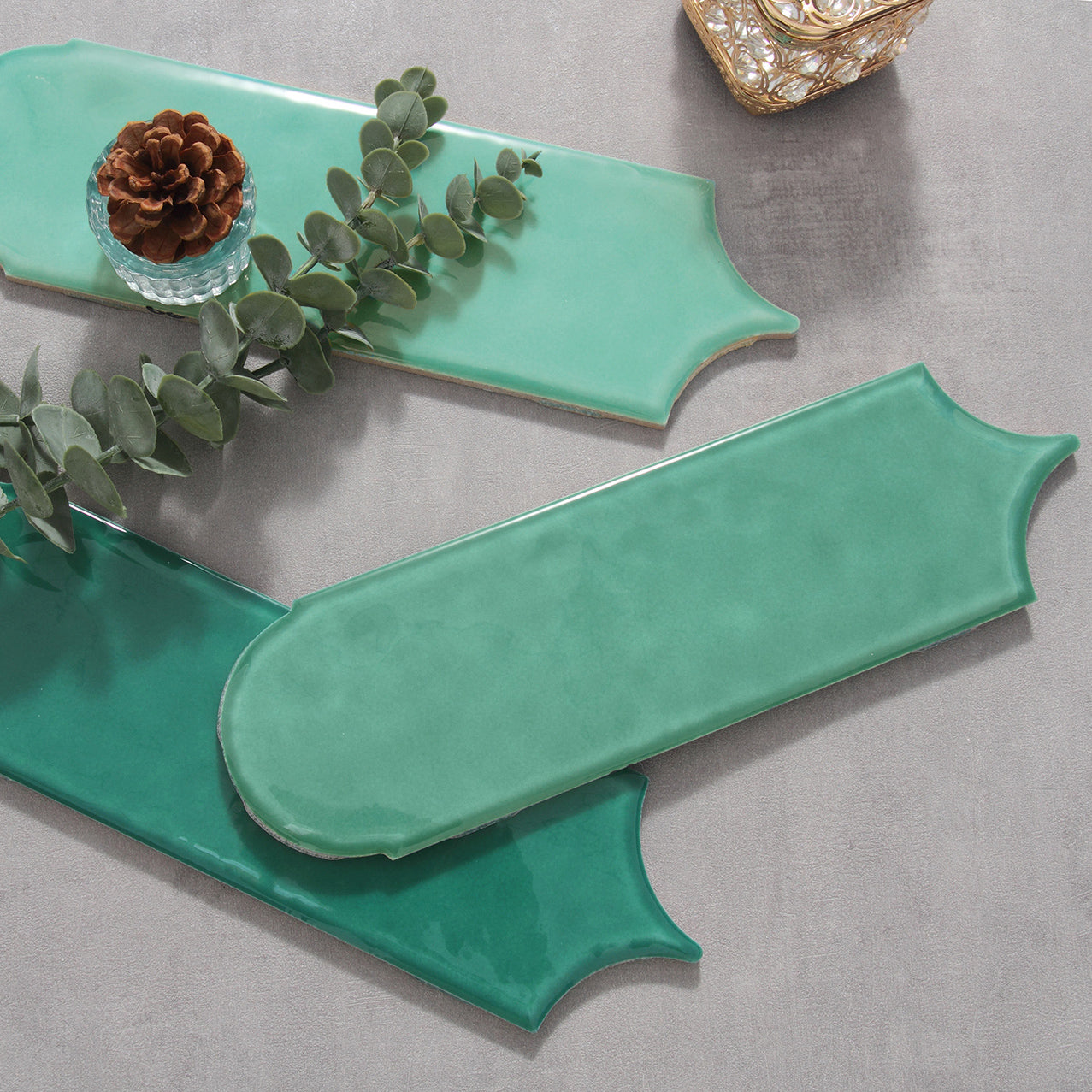 Feather Ceramic Tiles 90x308mm - Per Square Meter - Turquoise Finish - YM930-04 - GR.Mosaic Decorative Pattern (View 9)