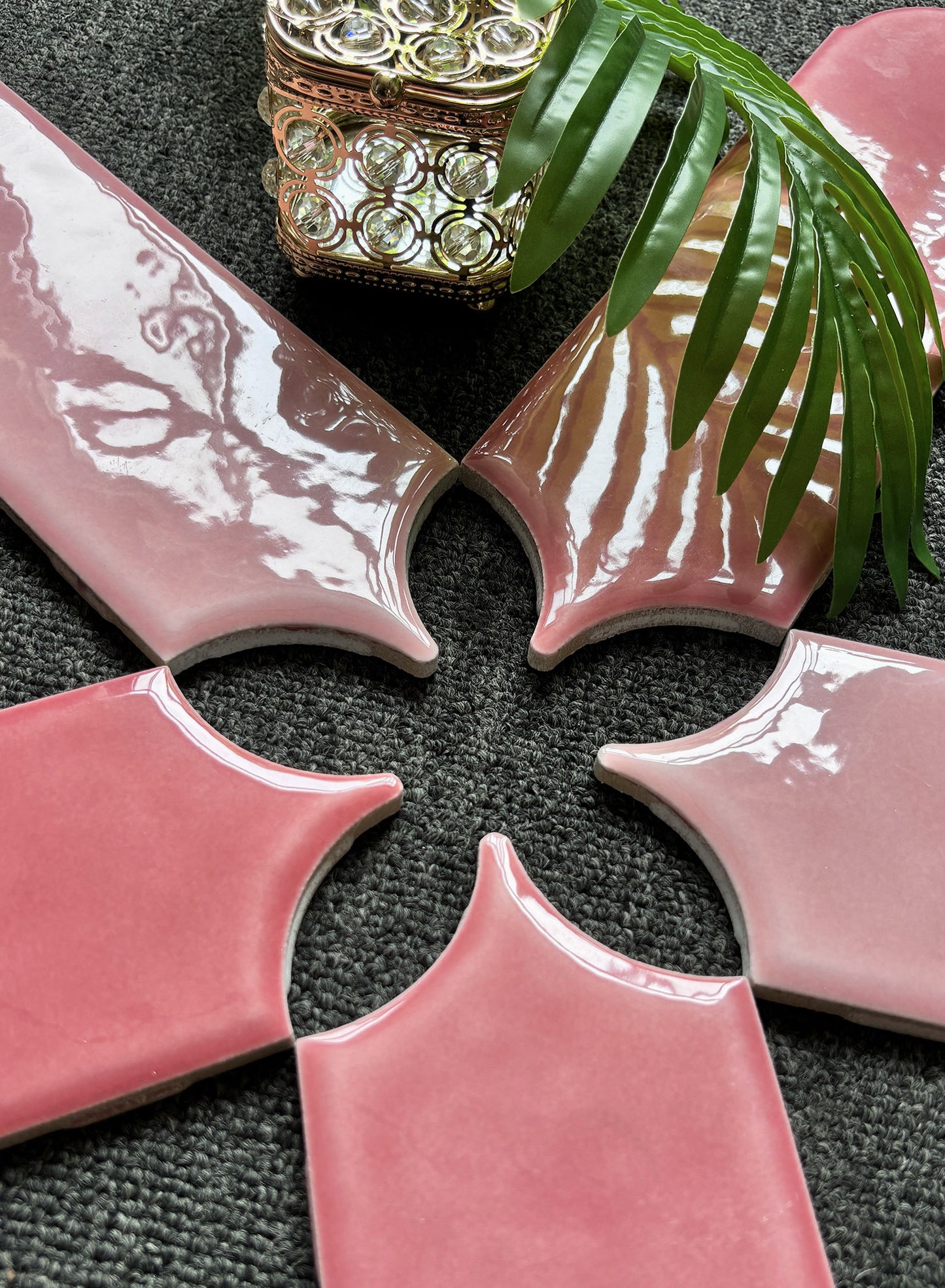 Feather Ceramic Tiles 90x308mm - Per Square Meter - Pink Finish - YM930-02 - GR.Mosaic Decorative Pattern (View 6)