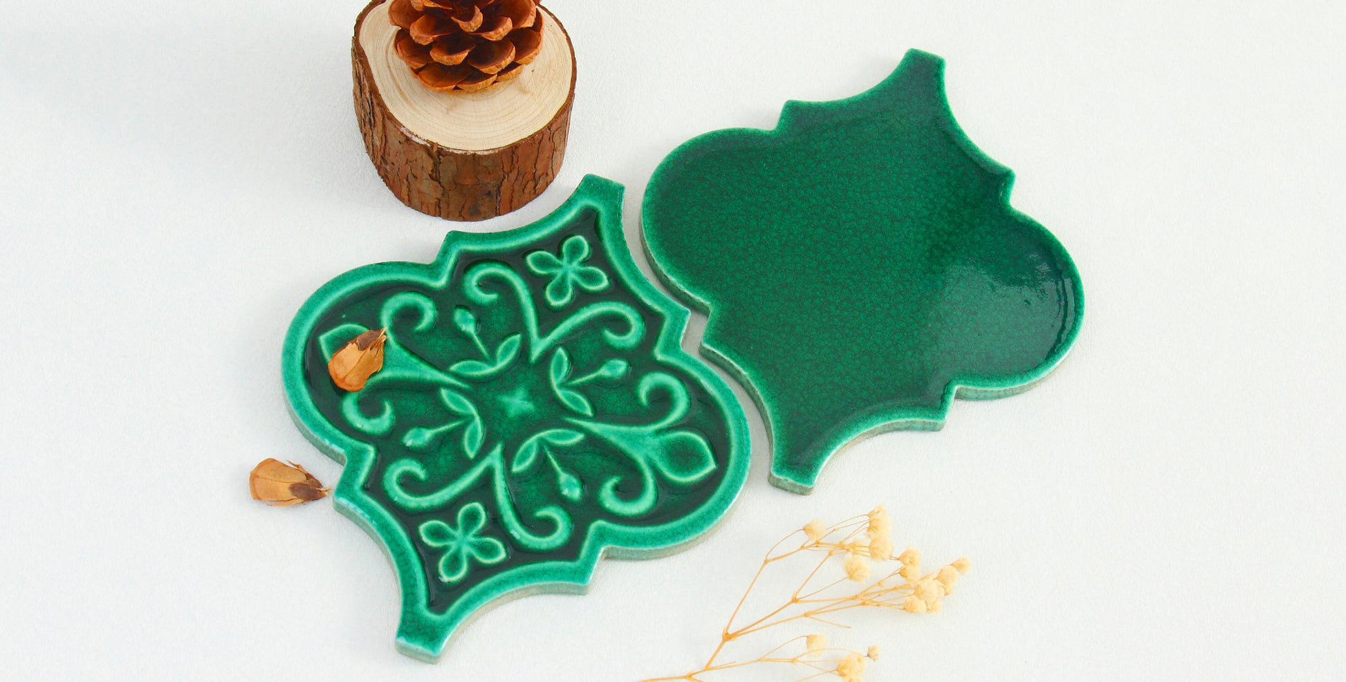 Moroccan Lantern Ceramic Tiles 150x175mm - N-DL-157501 - Per Square Meter - Emerald Green Glossy Finish - GR.Mosaic Decorative Pattern (View 3)