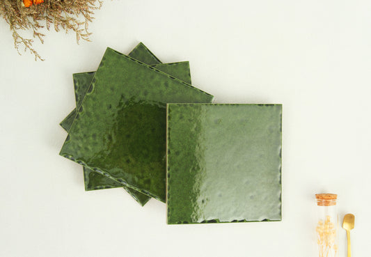 Ice Crack Ceramic Tiles 150x150mm - N-BL-1506 - Per Square Meter - Deep Green Crackle Glaze Finish