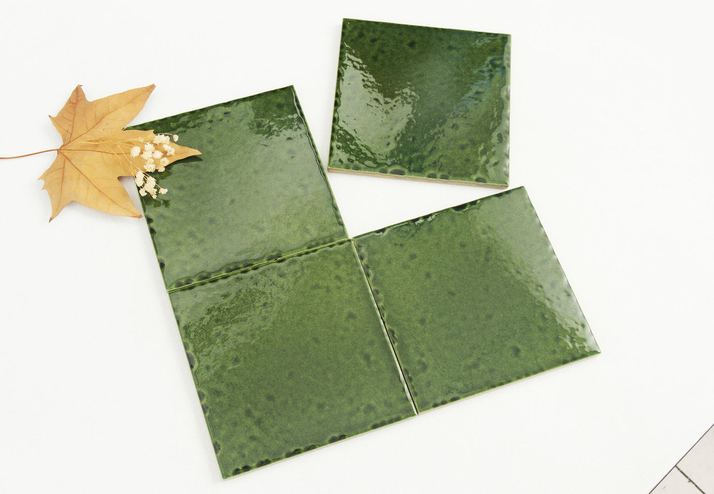 Ice Crack Ceramic Tiles 150x150mm - N-BL-1506 - Per Square Meter - Deep Green Crackle Glaze Finish