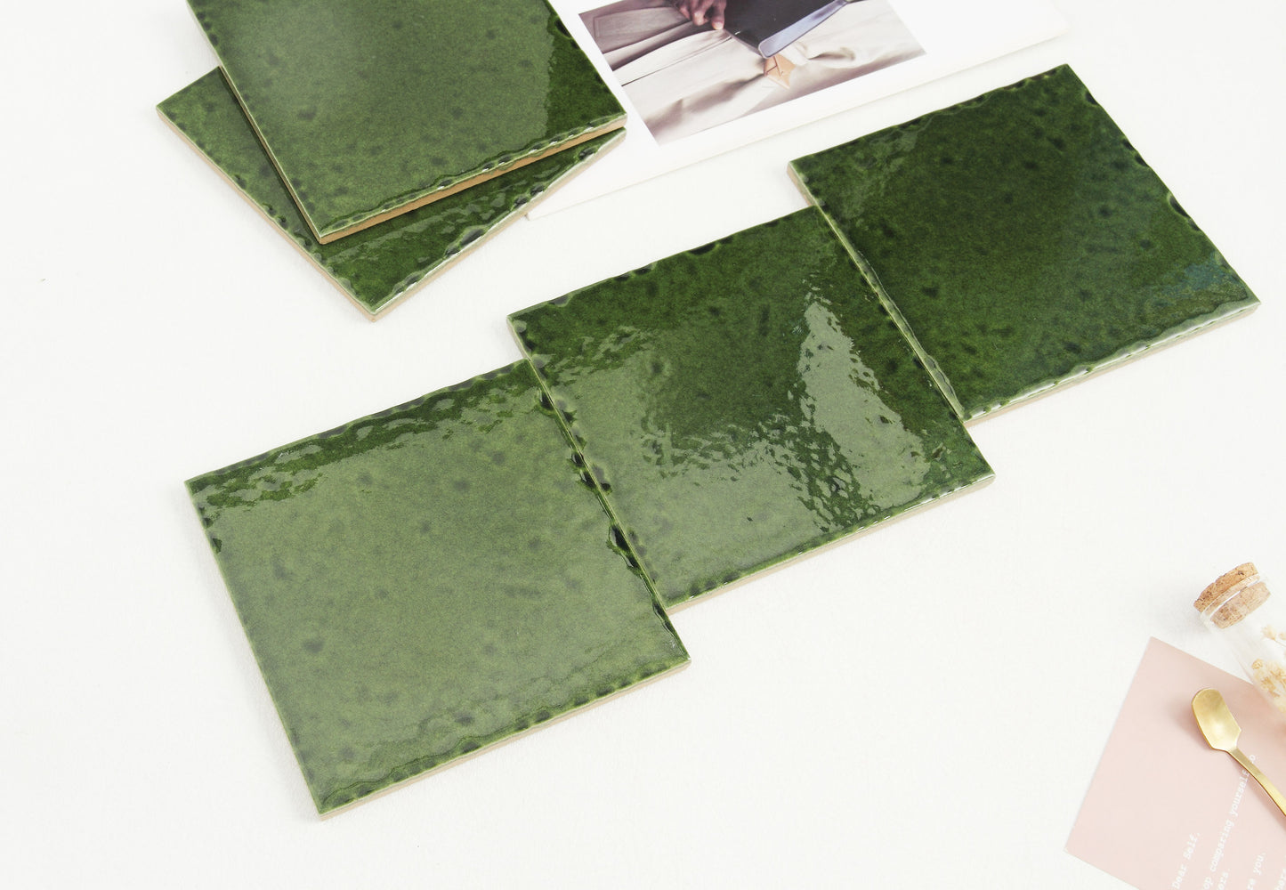 Ice Crack Ceramic Tiles 150x150mm - N-BL-1506 - Per Square Meter - Deep Green Crackle Glaze Finish