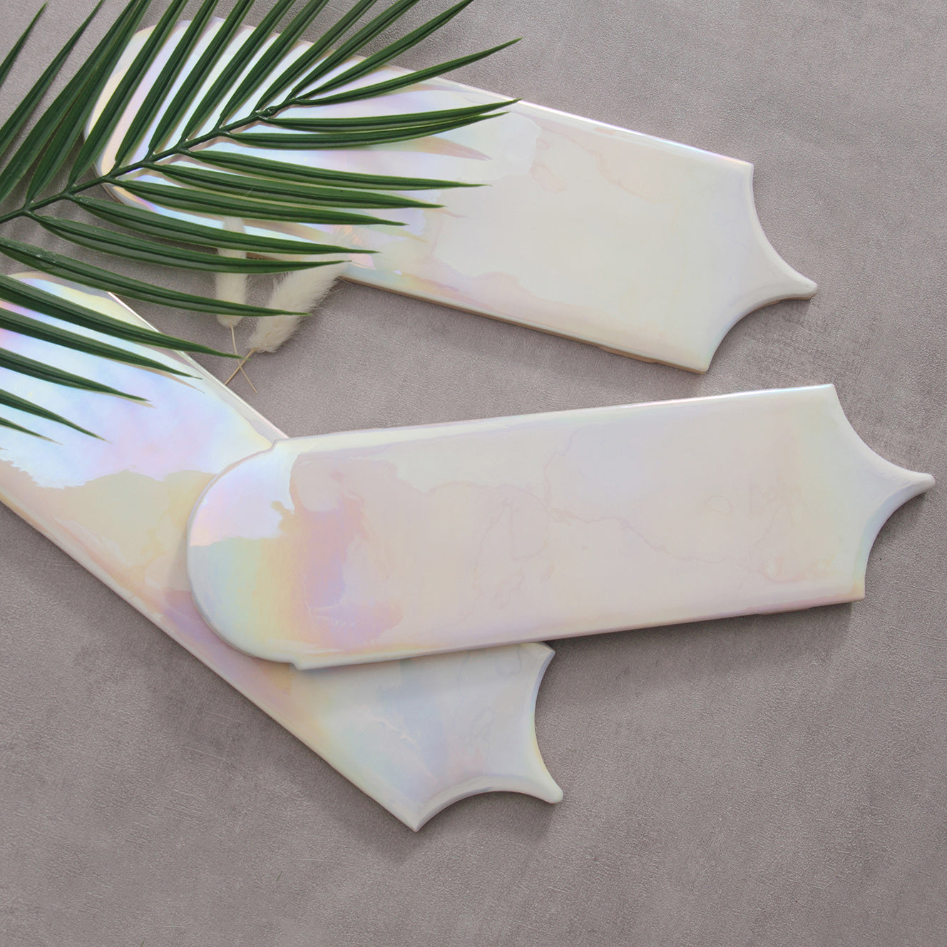 Feather Ceramic Tiles 90x308mm - Per Square Meter - Iridescent White Finish - GYM930-01 - GR.Mosaic Decorative Pattern (View 5)