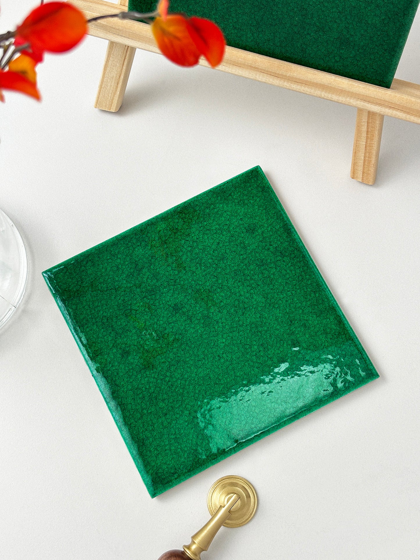 Iridescent Ceramic Tiles 150x150mm - Per Square Meter - Light Green Crackle Finish - 151500ML - GR.Mosaic Decorative Pattern (View 4)