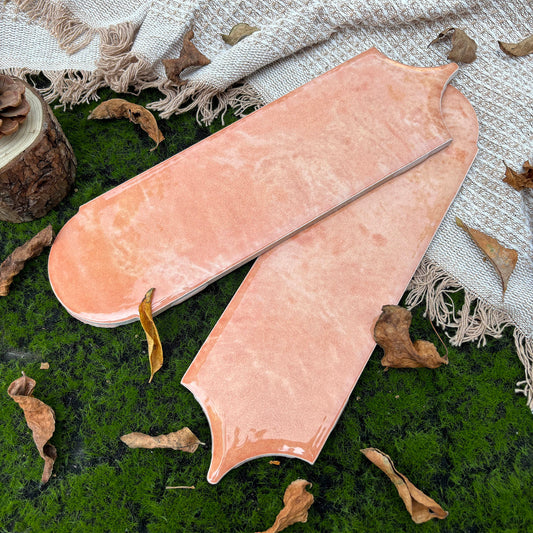 Feather Ceramic Tiles 90x308mm - Per Square Meter - Coral Pink Finish - YM930-19 - GR.Mosaic Decorative Pattern (View 1)