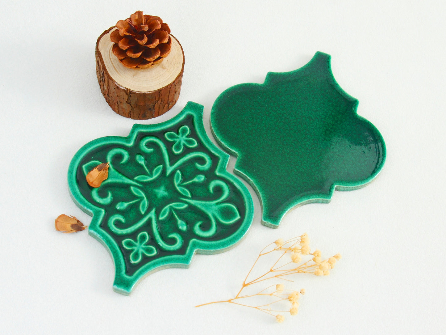 Moroccan Lantern Ceramic Tiles 150x175mm - N-DL-157501 - Per Square Meter - Emerald Green Glossy Finish - GR.Mosaic Decorative Pattern (View 6)