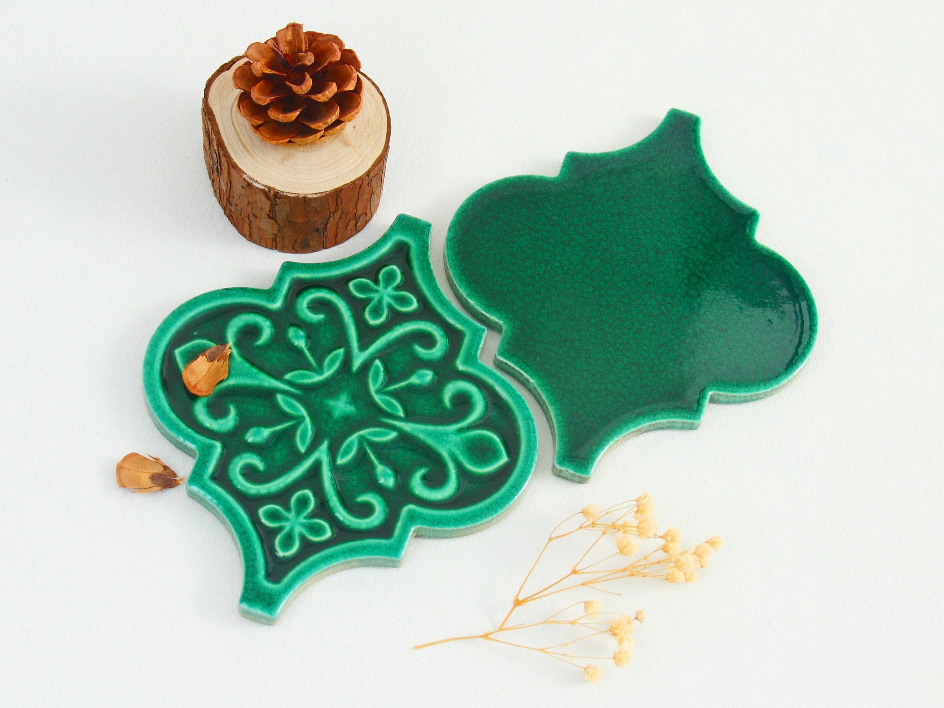 Moroccan Lantern Ceramic Tiles 150x175mm - N-DL-157501 - Per Square Meter - Emerald Green Glossy Finish - GR.Mosaic Decorative Pattern (View 6)