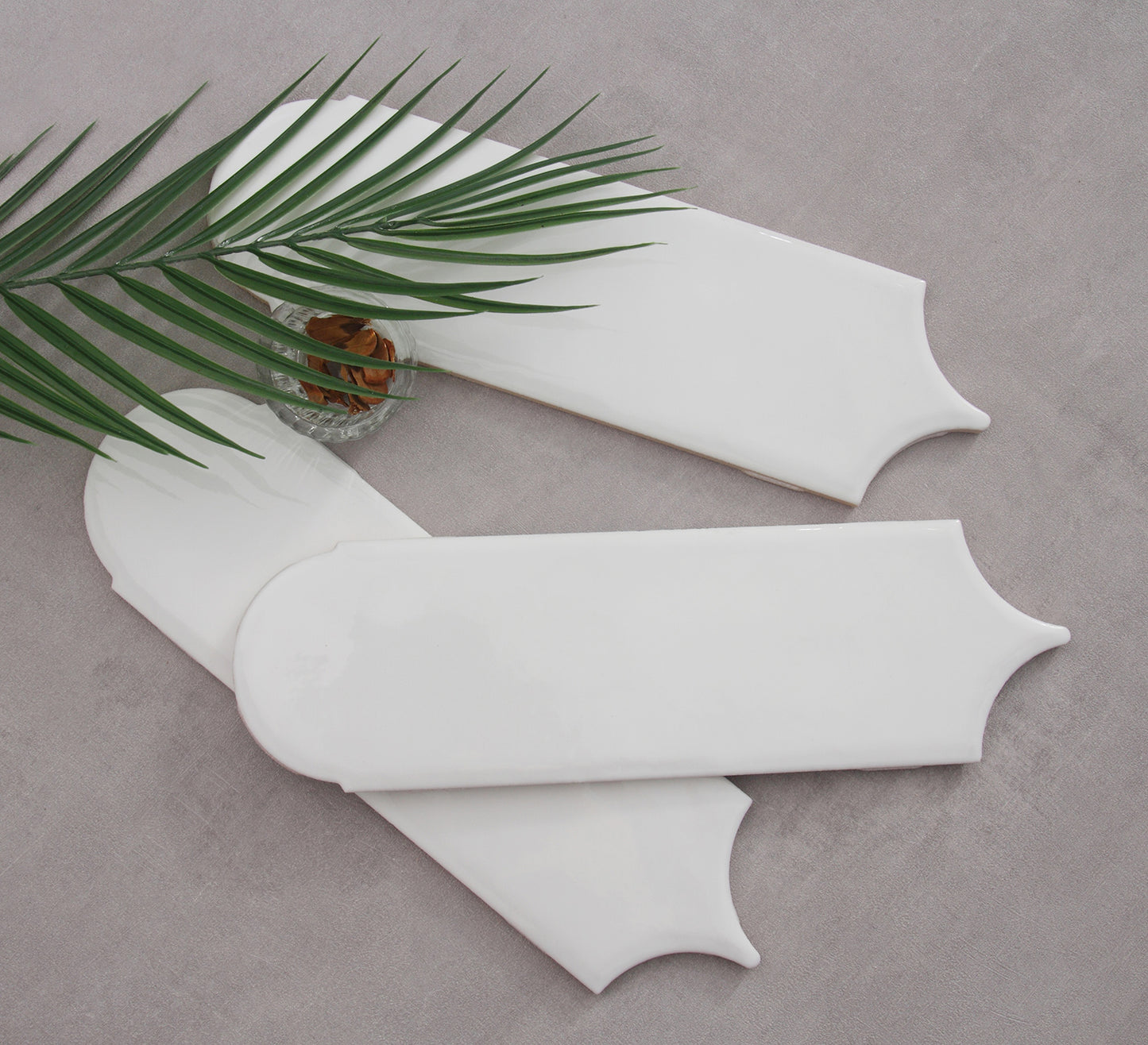 Feather Ceramic Tiles 90x308mm - Per Square Meter - White Finish - YM930-01 - GR.Mosaic Decorative Pattern (View 4)