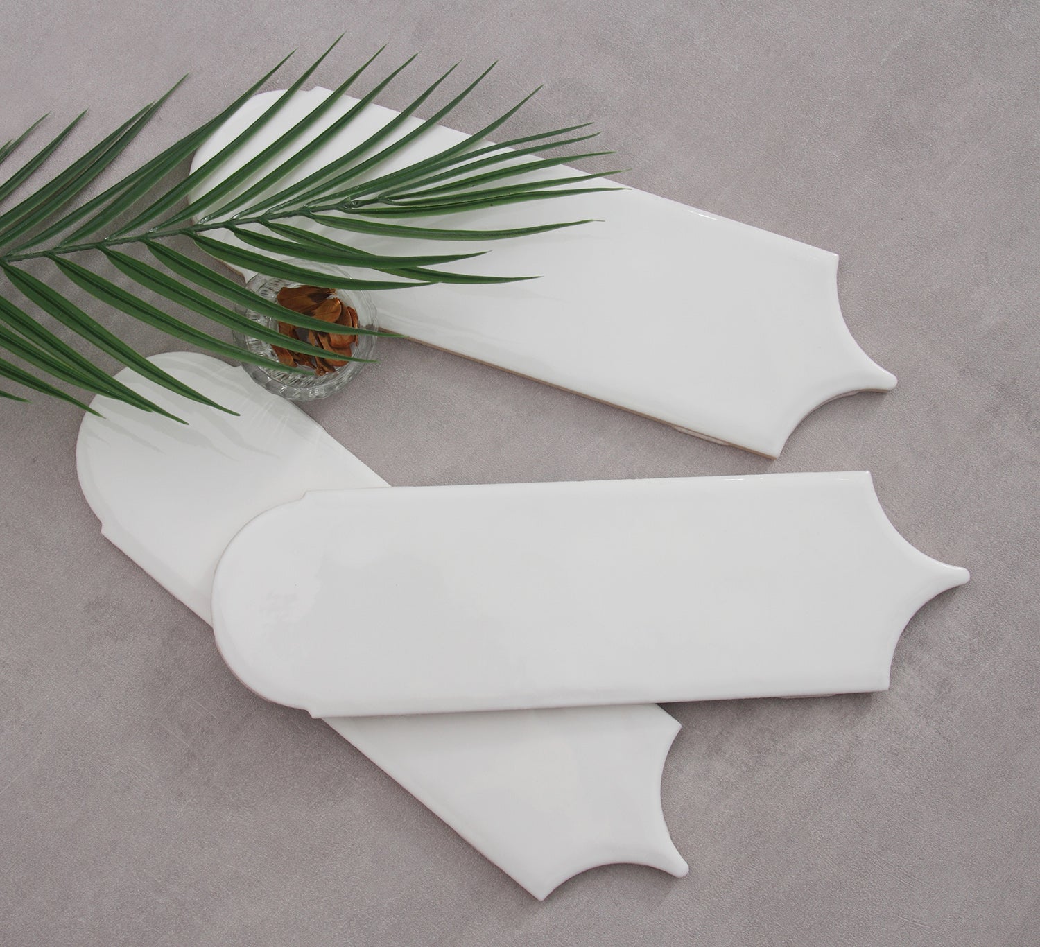 Feather Ceramic Tiles 90x308mm - Per Square Meter - White Finish - YM930-01 - GR.Mosaic Decorative Pattern (View 4)