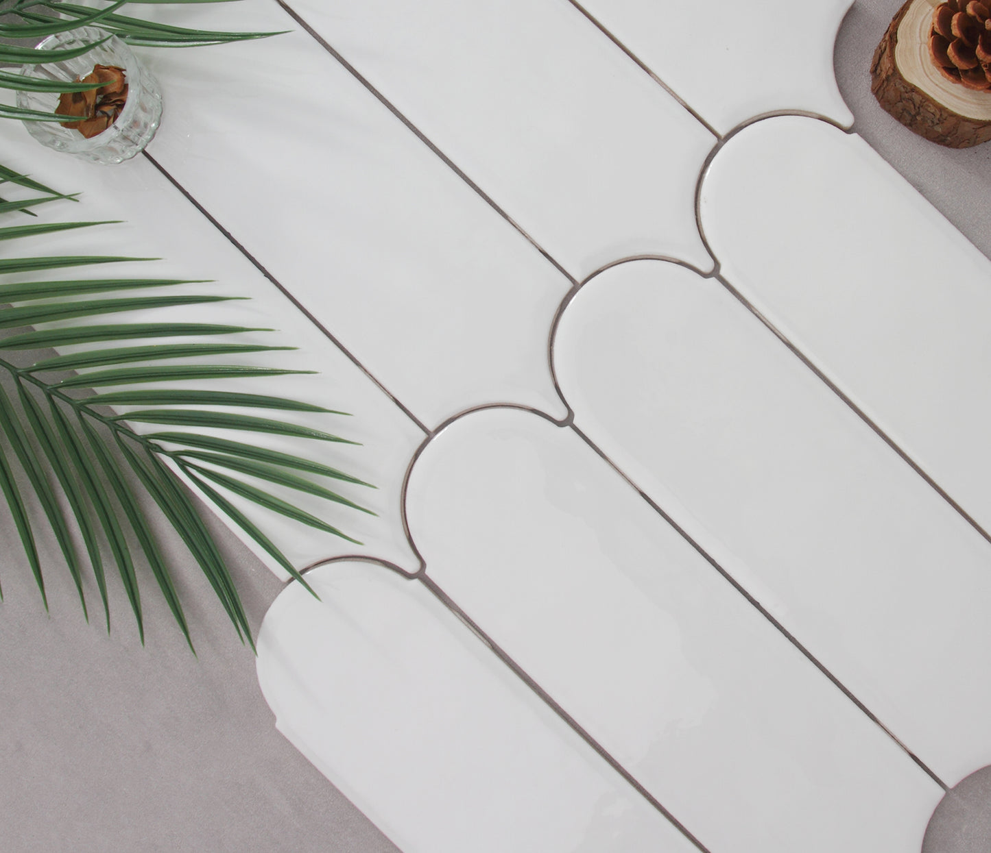 Feather Ceramic Tiles 90x308mm - Per Square Meter - White Finish - YM930-01 - GR.Mosaic Decorative Pattern (View 10)