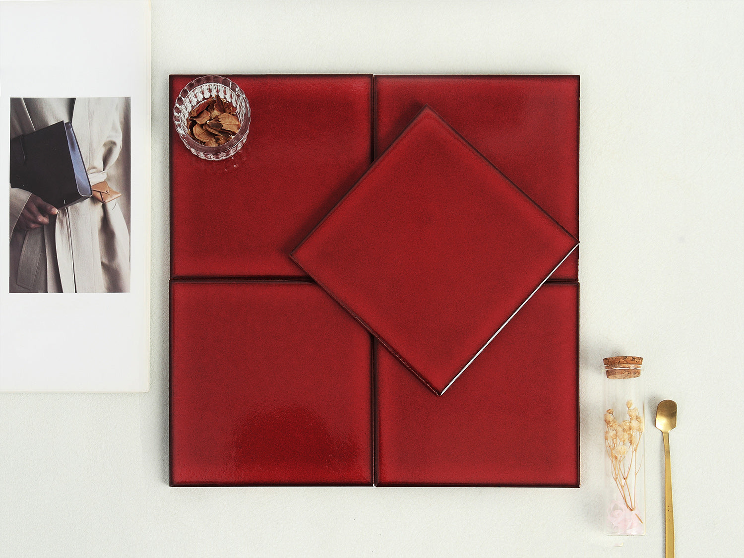 Iridescent Ceramic Tiles 150x150mm - Per Square Meter - Brown Red Crackle Finish - 1514 - GR.Mosaic Decorative Pattern (View 5)