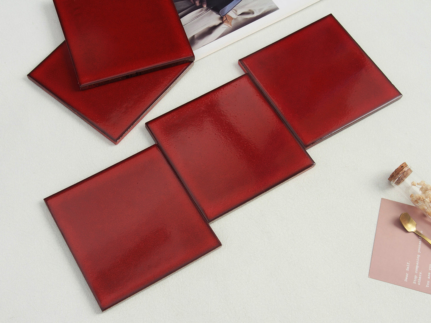 Iridescent Ceramic Tiles 150x150mm - Per Square Meter - Brown Red Crackle Finish - 1514 - GR.Mosaic Decorative Pattern (View 3)