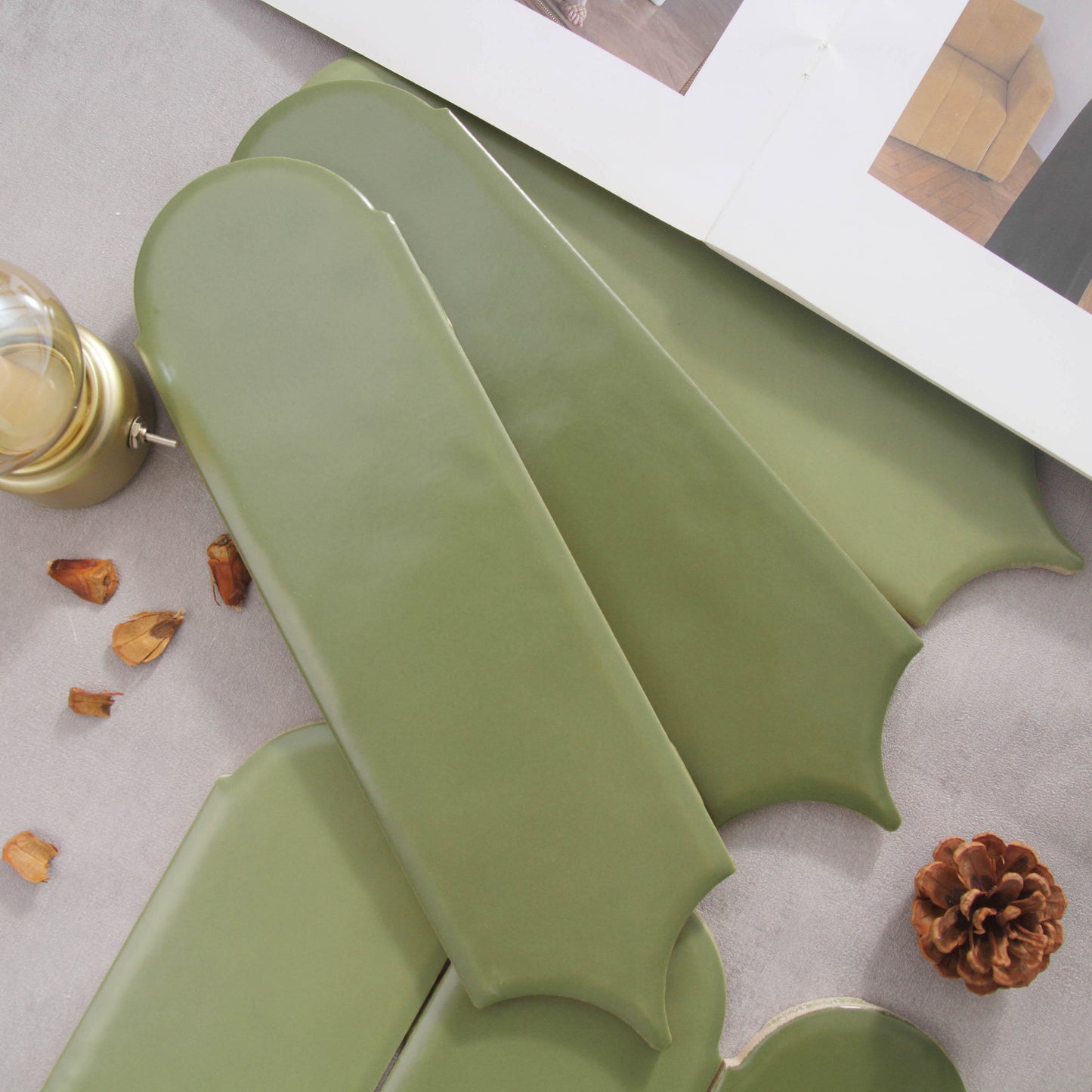 Feather Ceramic Tiles 90x308mm - Per Square Meter - Orange Yellow Gradient Finish - YM930-06 - GR.Mosaic Decorative Pattern (View 5)