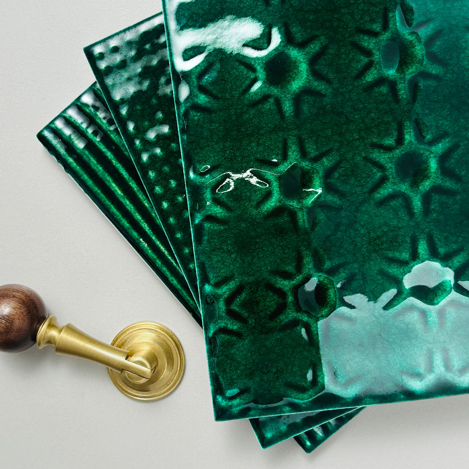 Iridescent Ceramic Tiles 150x150mm - Per Square Meter - Teal Crackle Finish - 1508M - GR.Mosaic Decorative Pattern (View 2)