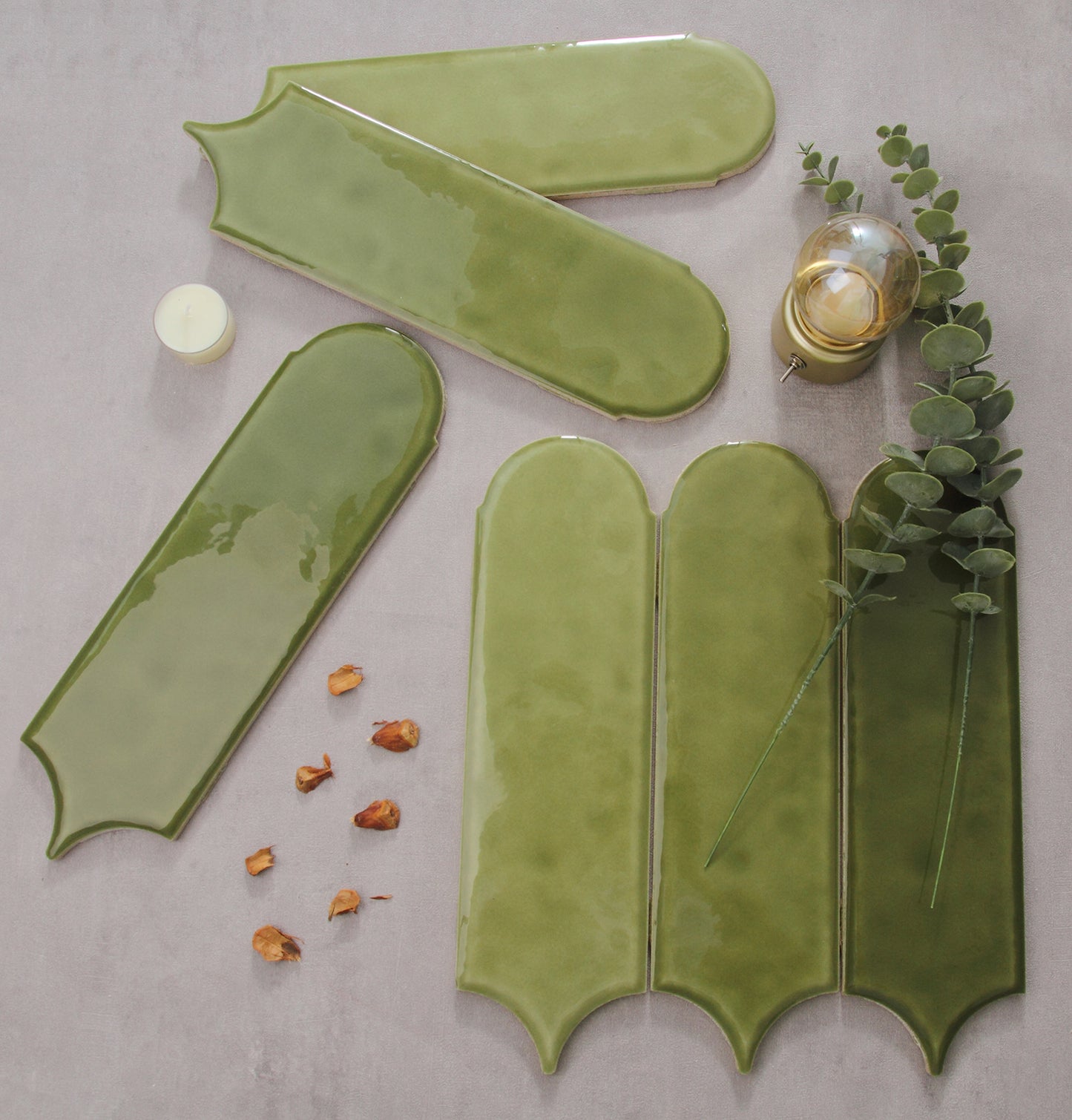 Feather Ceramic Tiles 90x308mm - Per Square Meter - Green Finish - YM930-03 - GR.Mosaic Decorative Pattern (View 6)