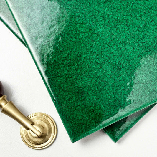 Iridescent Ceramic Tiles 150x150mm - Per Square Meter - Light Green Crackle Finish - 151500ML - GR.Mosaic Decorative Pattern (View 2)