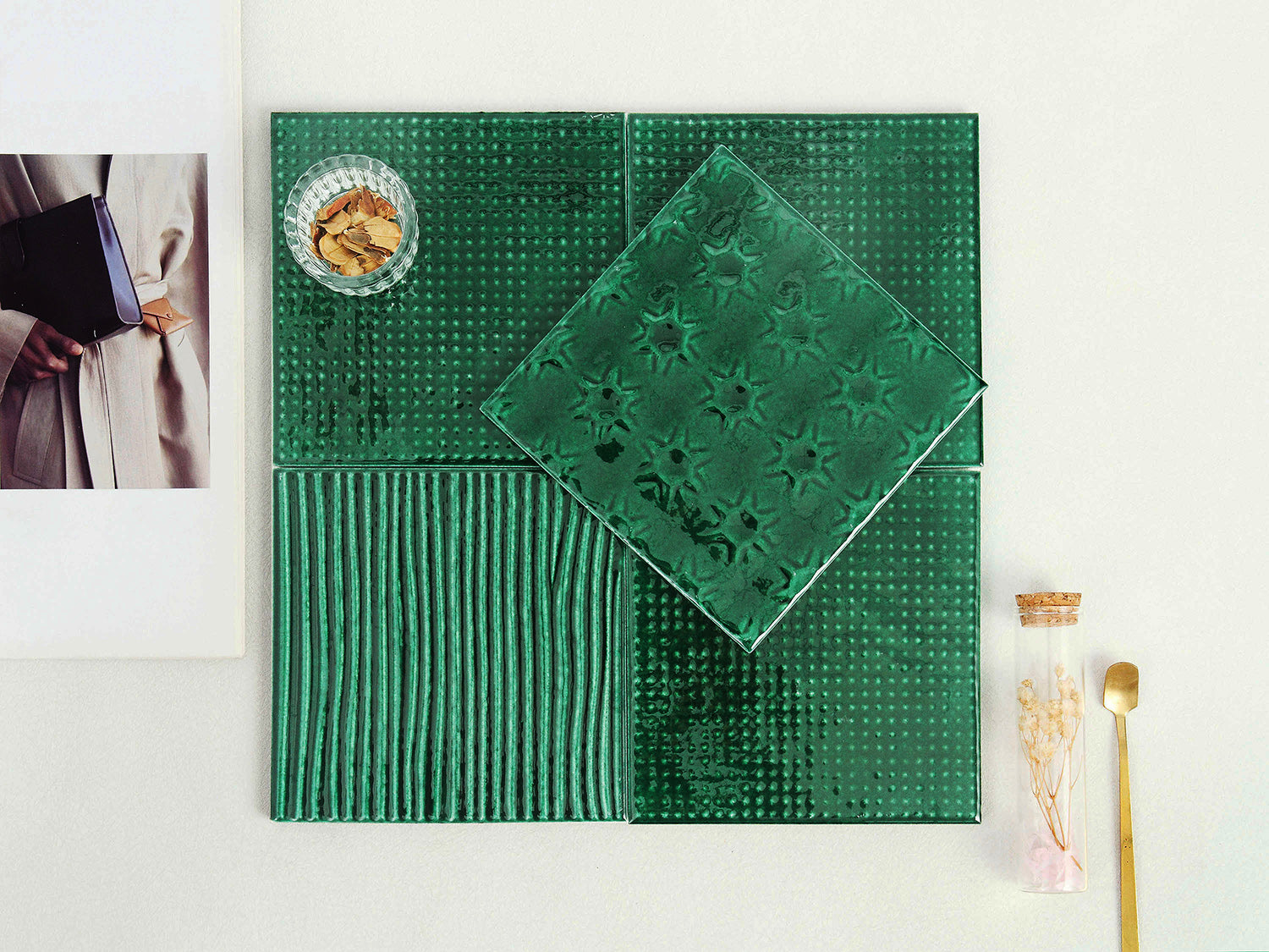 Iridescent Ceramic Tiles 150x150mm - Per Square Meter - Teal Crackle Finish - 1508M - GR.Mosaic Decorative Pattern (View 1)