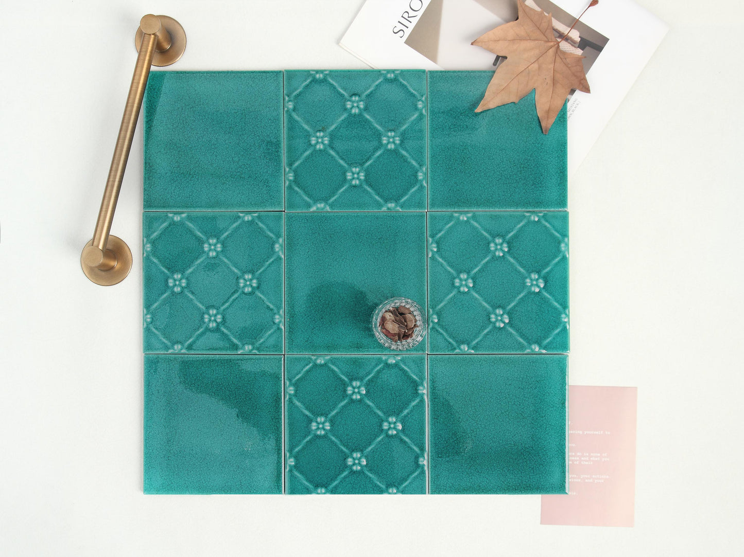 Ice Crack Ceramic Tiles 150x150mm - N-BL-15002 - Per Square Meter - Turquoise Green Crackle Glaze Finish
