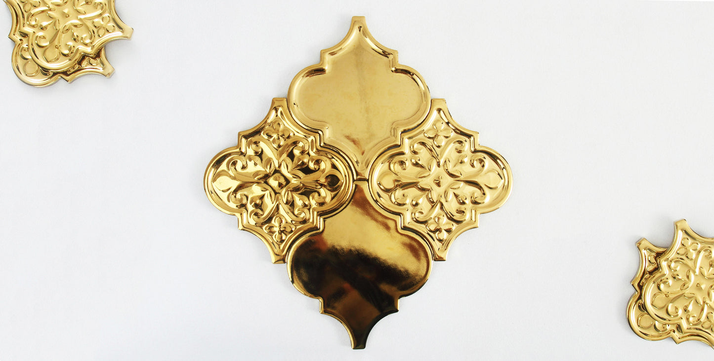 Moroccan Lantern Ceramic Tiles 150x175mm - N-DL-157504 - Per Square Meter - Luxe Gold Mirror Finish - GR.Mosaic Decorative Pattern (View 5)