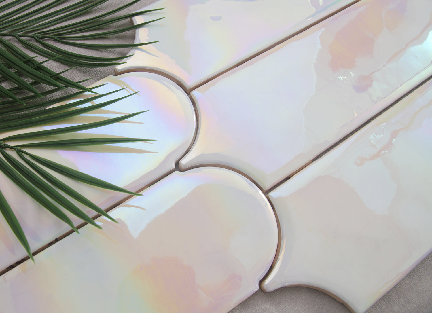 Feather Ceramic Tiles 90x308mm - Per Square Meter - Iridescent White Finish - GYM930-01 - GR.Mosaic Decorative Pattern (View 7)
