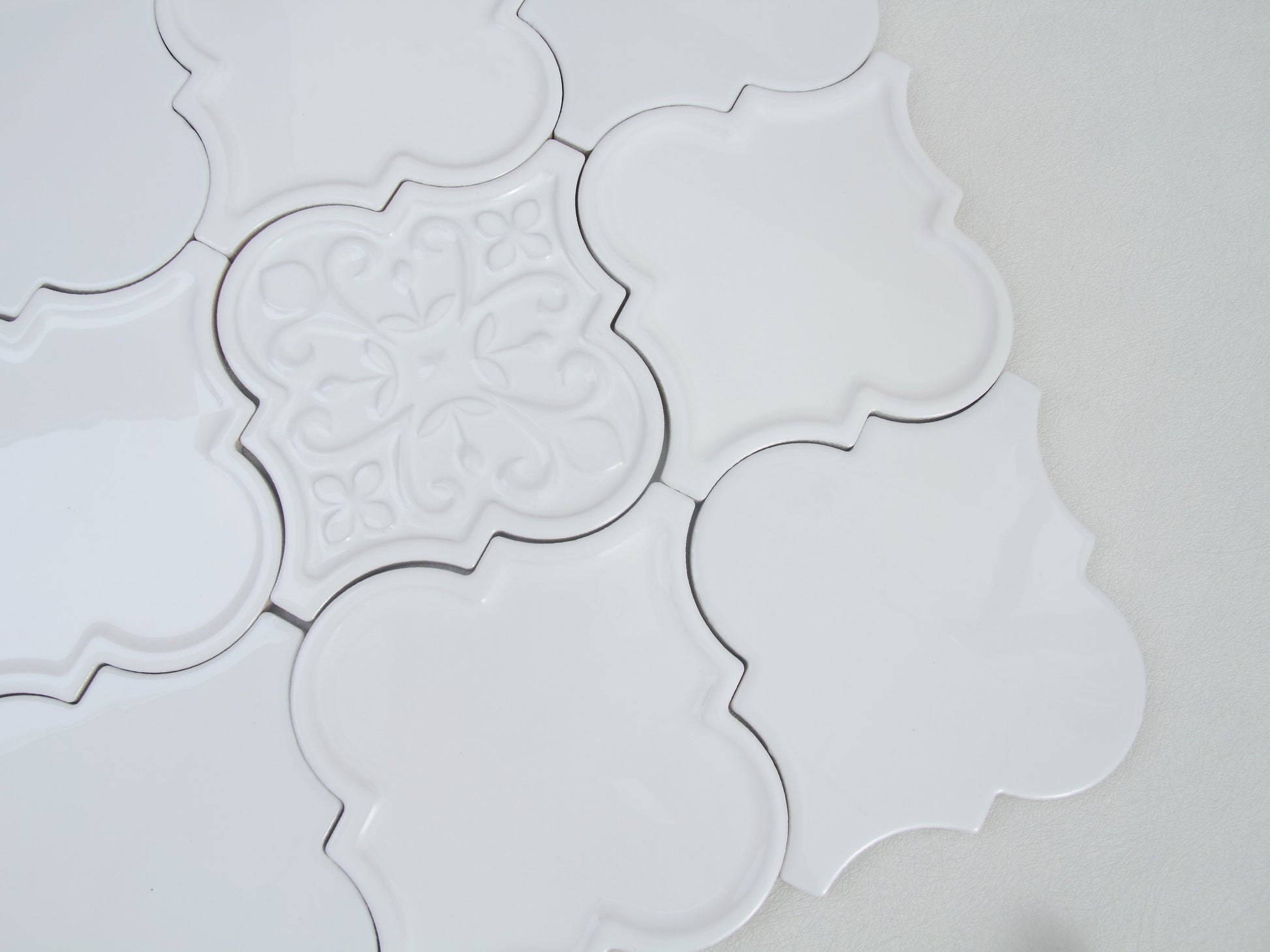 Moroccan Lantern Ceramic Tiles 150x175mm - N-DL-157503 - Per Square Meter - Pure White Glossy Finish - GR.Mosaic Decorative Pattern (View 6)