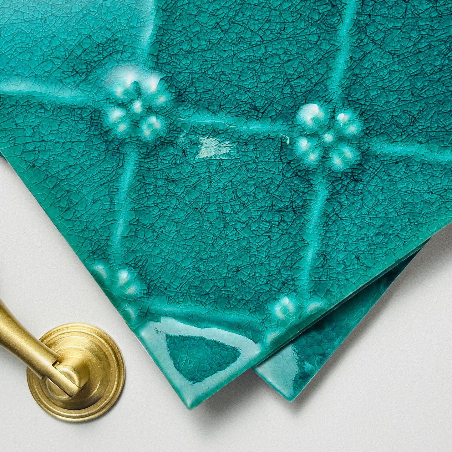 Ice Crack Ceramic Tiles 150x150mm - N-BL-15002 - Per Square Meter - Turquoise Green Crackle Glaze Finish