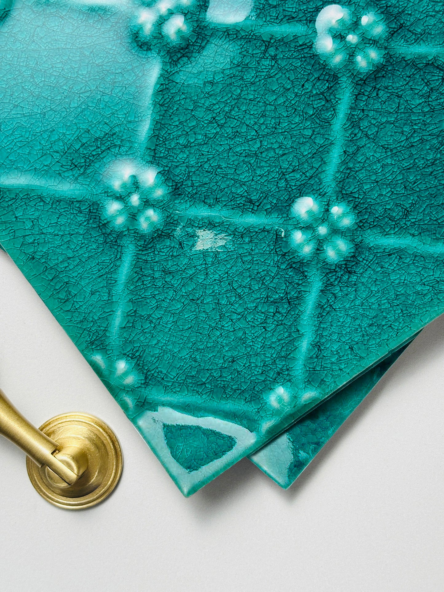 Ice Crack Ceramic Tiles 150x150mm - N-BL-15002 - Per Square Meter - Turquoise Green Crackle Glaze Finish