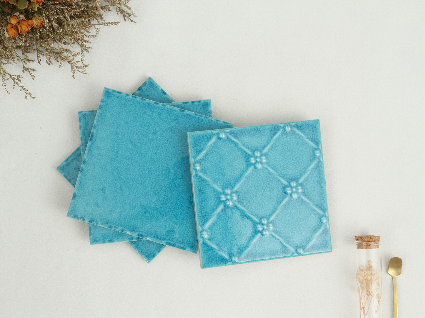 Ice Crack Ceramic Tiles 150x150mm - N-BL-1505M - Per Square Meter - Sky Blue Crackle Glaze Finish