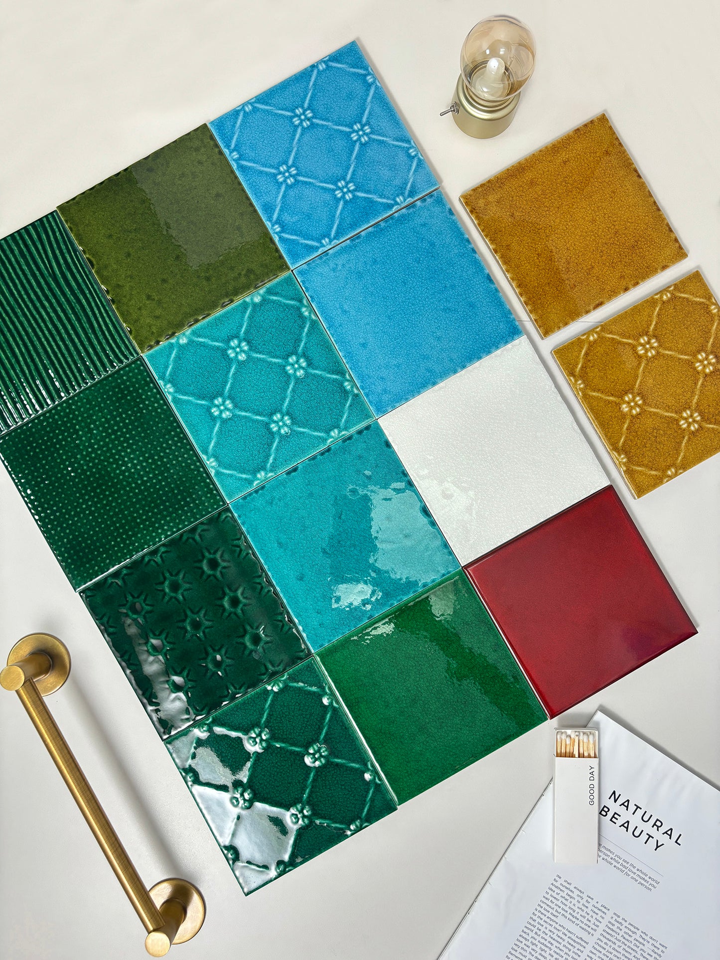 Iridescent Ceramic Tiles 150x150mm - Per Square Meter - Teal Crackle Finish - 1508M - GR.Mosaic Decorative Pattern (View 8)