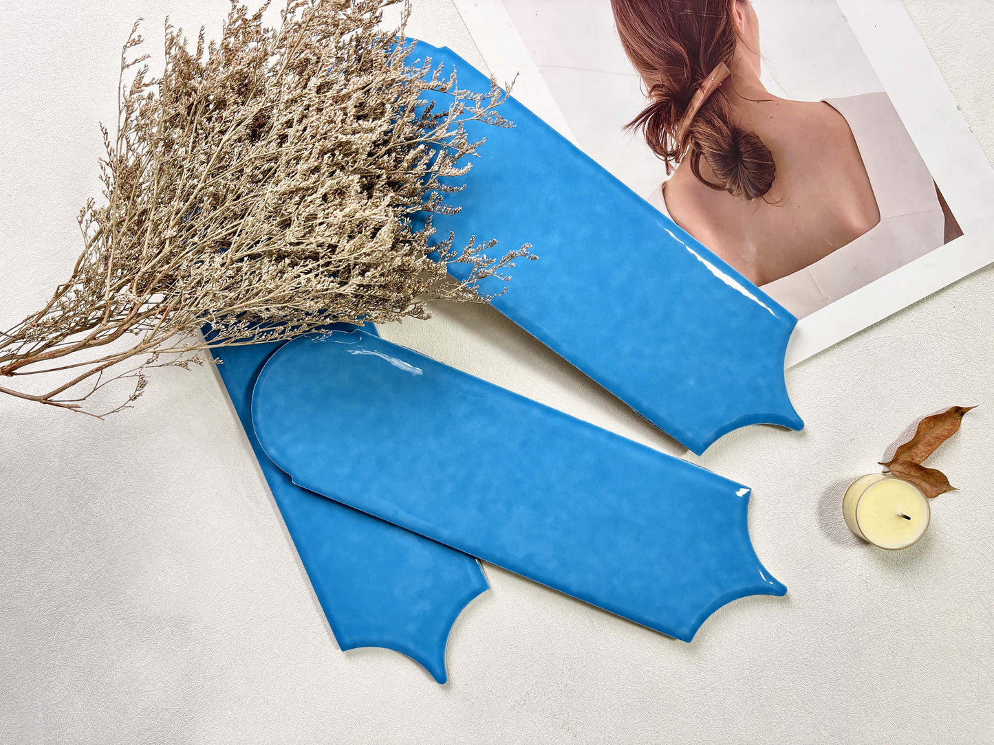 Feather Ceramic Tiles 90x308mm - Per Square Meter - Ice Blue Finish - YM930-14 - GR.Mosaic Decorative Pattern (View 9)
