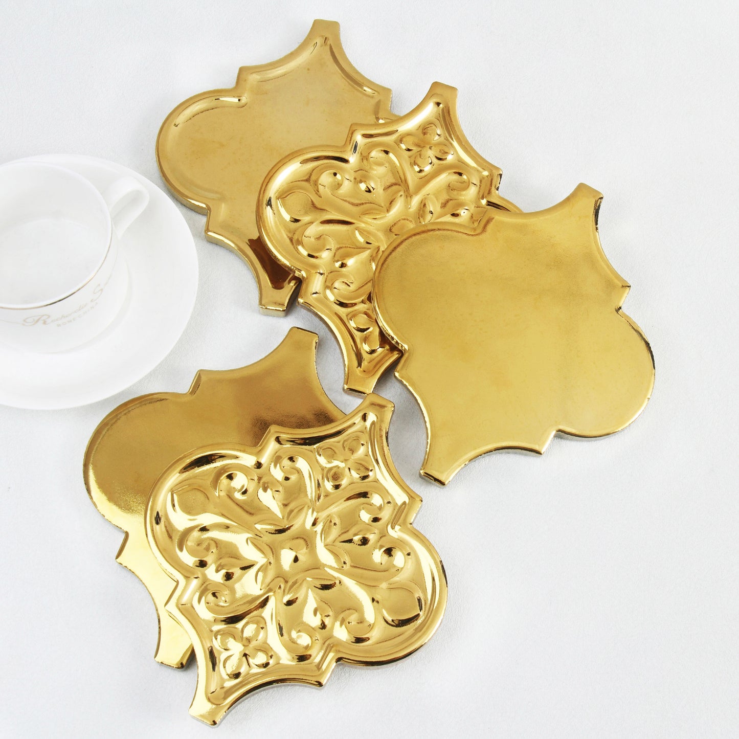 Moroccan Lantern Ceramic Tiles 150x175mm - N-DL-157504 - Per Square Meter - Luxe Gold Mirror Finish - GR.Mosaic Decorative Pattern (View 8)