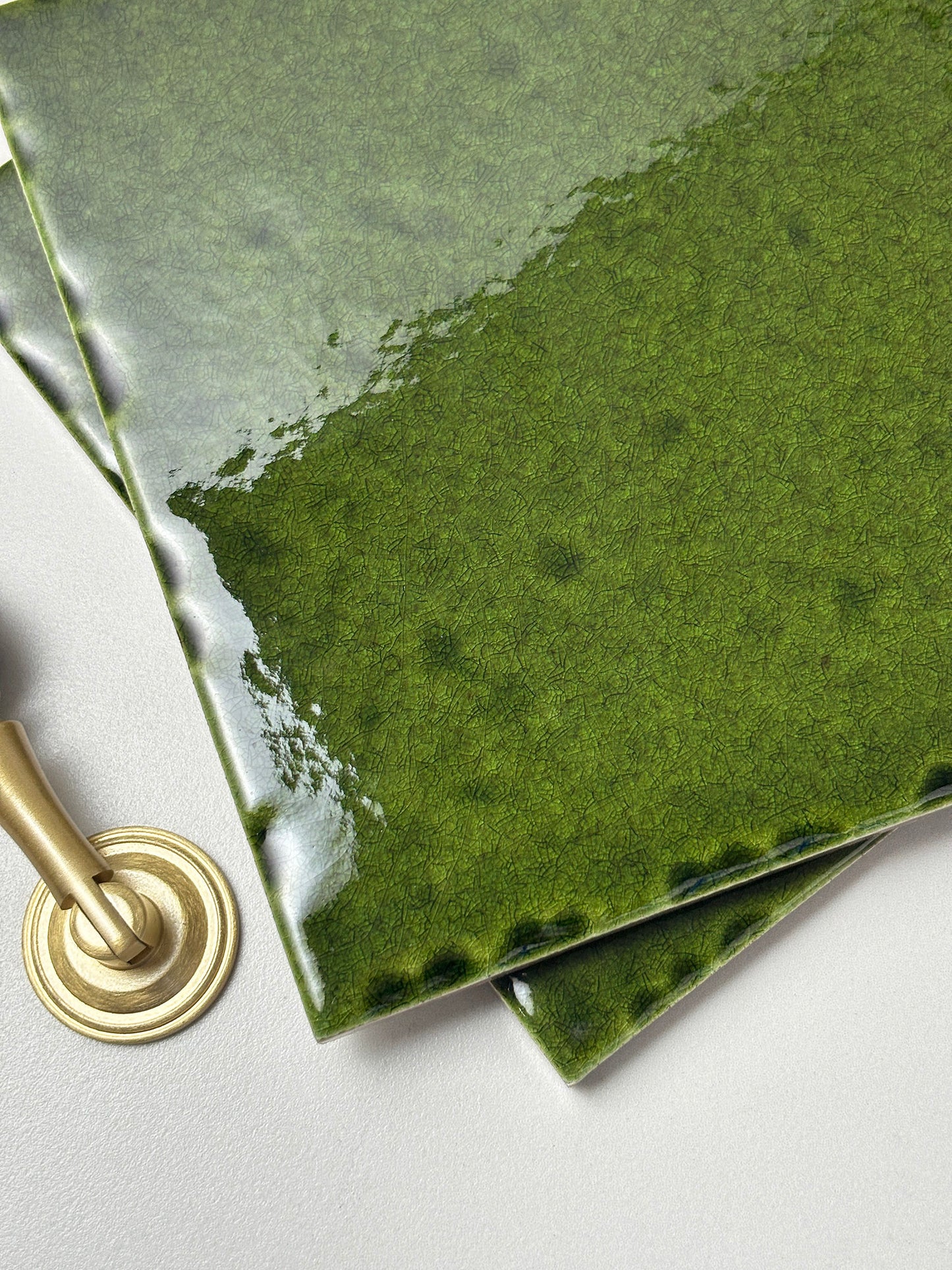 Ice Crack Ceramic Tiles 150x150mm - N-BL-1506 - Per Square Meter - Deep Green Crackle Glaze Finish